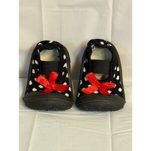 Kids Toddler Shoes Black White Polka Dot Red Bow Slip‎ On Size 5